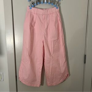 Anthropologie Mare Mare  Wide-Leg Poplin  Crop Pants Pink Pocket New M Orig $130